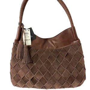 SUEDE BROWN NWT INC INTERNATIONAL CONCEPTS ELLA SHOULDER HANDBAG PURSE
